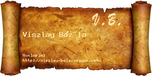 Viszlay Béla névjegykártya